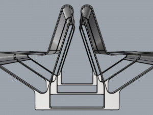 waiting room seat v2 double 2 big seats Model 3D