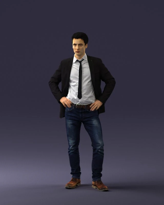 000002 Homme en v&ecirc;tements d&eacute;contract&eacute;s 0318 3dp Modèles 3D en vedette .c4d .max .obj .3ds .fbx .stl .blend 