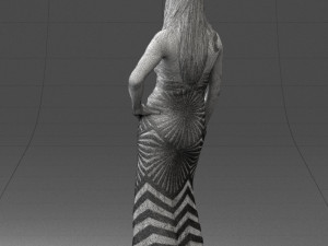 girl in golden dress 0730 Model 3D