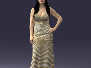 girl in golden dress 0730 Modelo 3D