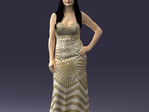 सुनहरी पोशाक में लड़की 0730 3D मॉडल
