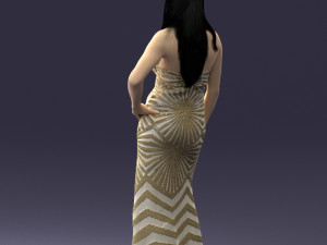 girl in golden dress 0730 Model 3D