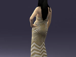 girl in golden dress 0730 3D Model