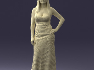 girl in golden dress 0730 Model 3D