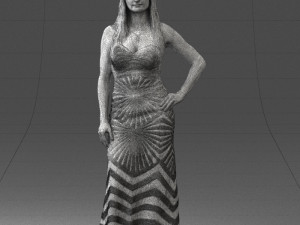 girl in golden dress 0730 Model 3D