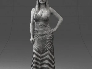 girl in golden dress 0730 3D Model