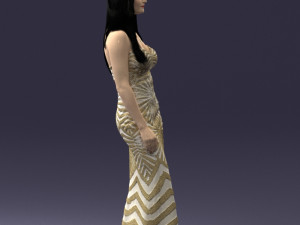 girl in golden dress 0730 Model 3D