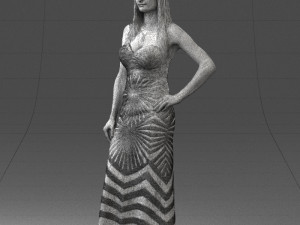 girl in golden dress 0730 Model 3D