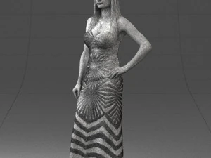 girl in golden dress 0730 3D Model