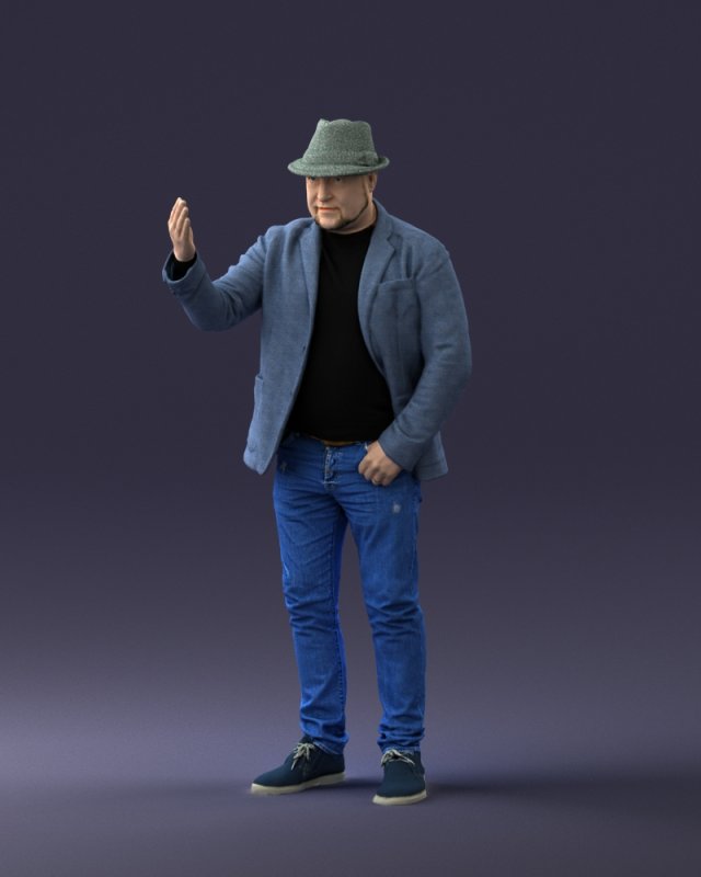 man with hat 1213 Modelo 3D .c4d .max .obj .3ds .fbx .stl .blend 