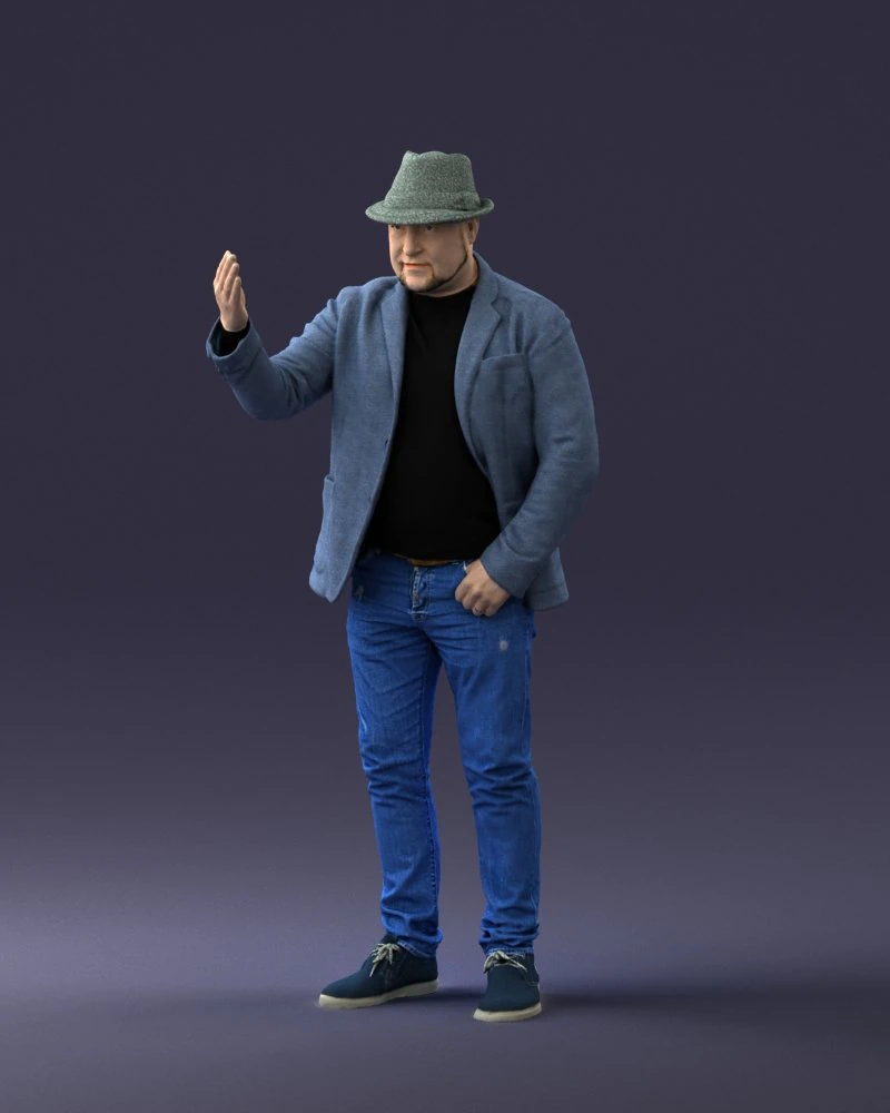 man with hat 1213 3D Model .c4d .max .obj .3ds .fbx .stl .blend
