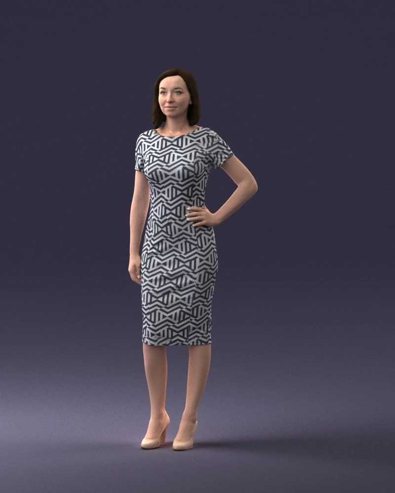 posed girl in a dress 0328 3D Model .c4d .max .obj .3ds .fbx .stl .blend