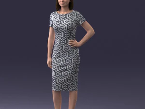 posed girl in a dress 0328 3D Model