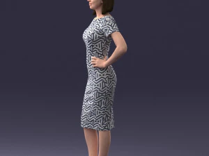 posed girl in a dress 0328 3D Model