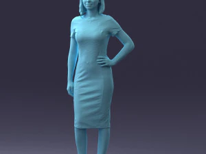 posed girl in a dress 0328 3D Model