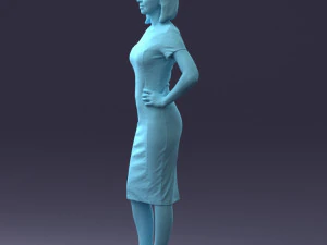 posed girl in a dress 0328 3D Model