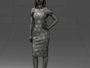posed girl in a dress 0328 3D Model