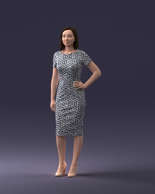 posed girl in a dress 0328 3d print ready Modelo de impresión 3D .c4d .max .obj .3ds .fbx .stl .blend 