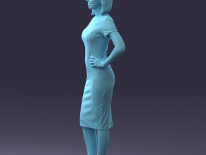 posed girl in a dress 0328 3d print ready Modelo de impresión 3D