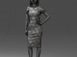 posed girl in a dress 0328 3d print ready Modelo de impresión 3D