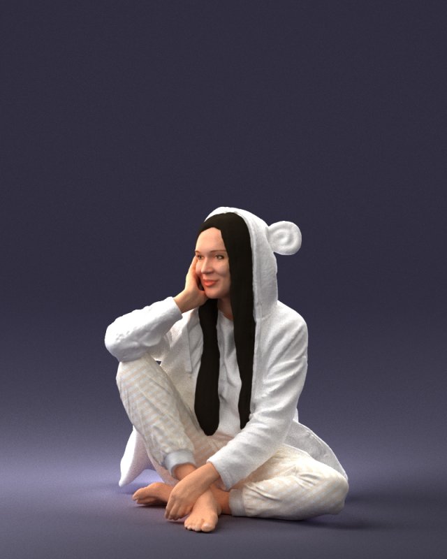 sitting girl 0614 3d print ready Modelo de Impressão 3D .c4d .max .obj .3ds .fbx .stl .blend 