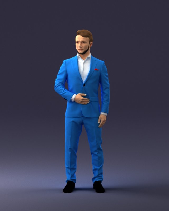 man in blue fashion suit 0905 3d print ready 3Dプリントモデル .c4d .max .obj .3ds .fbx .stl .blend 