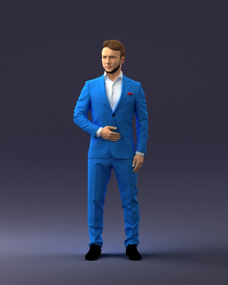 man in blue fashion suit 0905 3d print ready 3D Print Model .c4d .max .obj .3ds .fbx .stl .blend 
