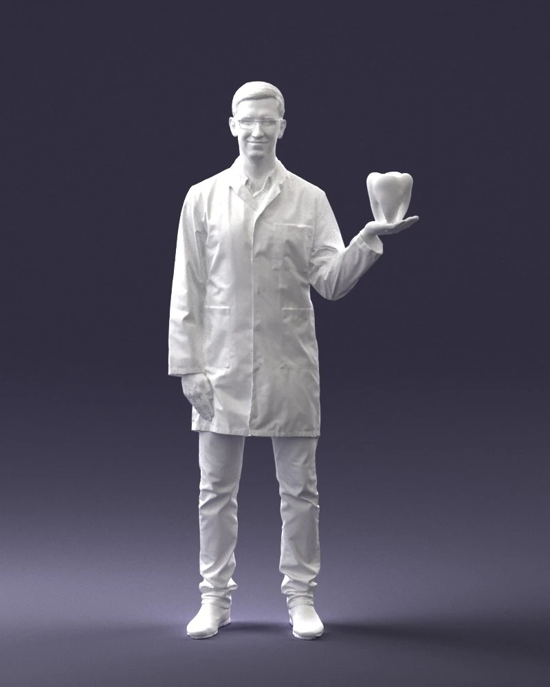 000088 Dentist Holding a Tooth 1030 3dp 3D Print Model .c4d .max .obj .3ds .fbx .stl .blend 