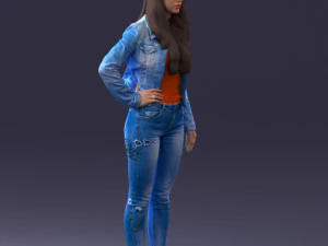 000079 Girl in Jeans Costume 0912 3dp 3D Print Model