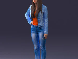 000079 Girl in Jeans Costume 0912 3dp 3D Print Model