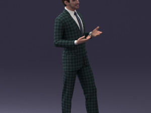000126 Man in Plaid Suit Striped Slippers 0428 3D Model