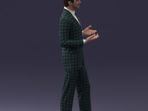 000126 Man in Plaid Suit Striped Slippers 0428 3D Model