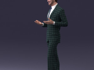 000126 Man in Plaid Suit Striped Slippers 0428 3D Model