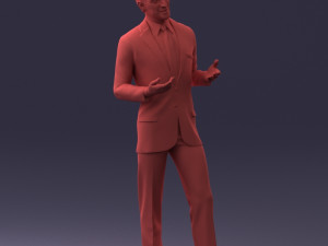 000126 Man in Plaid Suit Striped Slippers 0428 3D Model