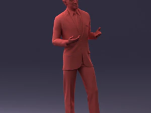 000126 Man in Plaid Suit Striped Slippers 0428 3D Model