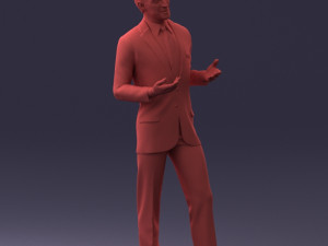 000126 Man in Plaid Suit Striped Slippers 0428 3D Model