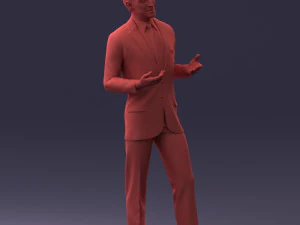 000126 Man in Plaid Suit Striped Slippers 0428 3D Model