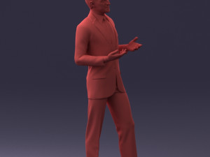 000126 Man in Plaid Suit Striped Slippers 0428 3D Model