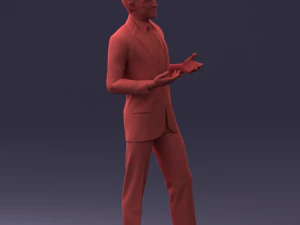 000126 Man in Plaid Suit Striped Slippers 0428 3D Model