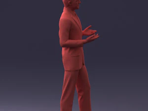 000126 Man in Plaid Suit Striped Slippers 0428 3D Model