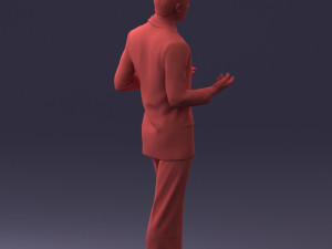 000126 Man in Plaid Suit Striped Slippers 0428 3D Model