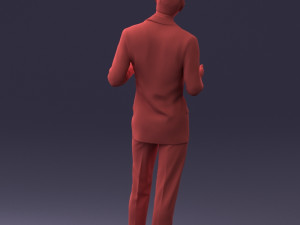 000126 Man in Plaid Suit Striped Slippers 0428 3D Model