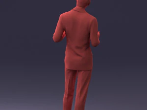000126 Man in Plaid Suit Striped Slippers 0428 3D Model