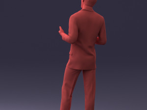 000126 Man in Plaid Suit Striped Slippers 0428 3D Model