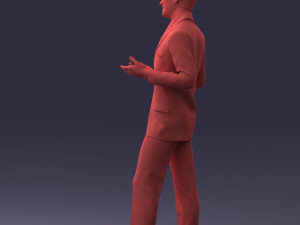 000126 Man in Plaid Suit Striped Slippers 0428 3D Model