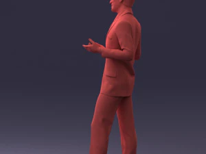 000126 Man in Plaid Suit Striped Slippers 0428 3D Model