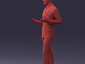 000126 Man in Plaid Suit Striped Slippers 0428 3D Model
