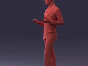 000126 Man in Plaid Suit Striped Slippers 0428 3D Model