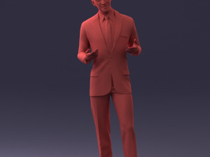 000126 Man in Plaid Suit Striped Slippers 0428 3D Model