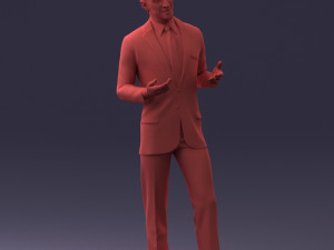 000126 Man in Plaid Suit Striped Slippers 0428 3D Model